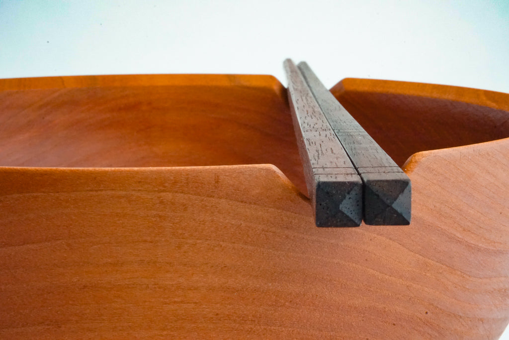 Cherry Wood Bowl With Chopsticks