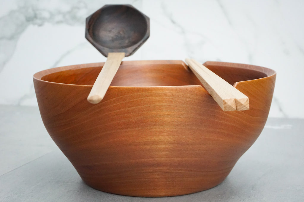 Complete Set: Wood Bowl, Chopsticks, Ramen Spoon